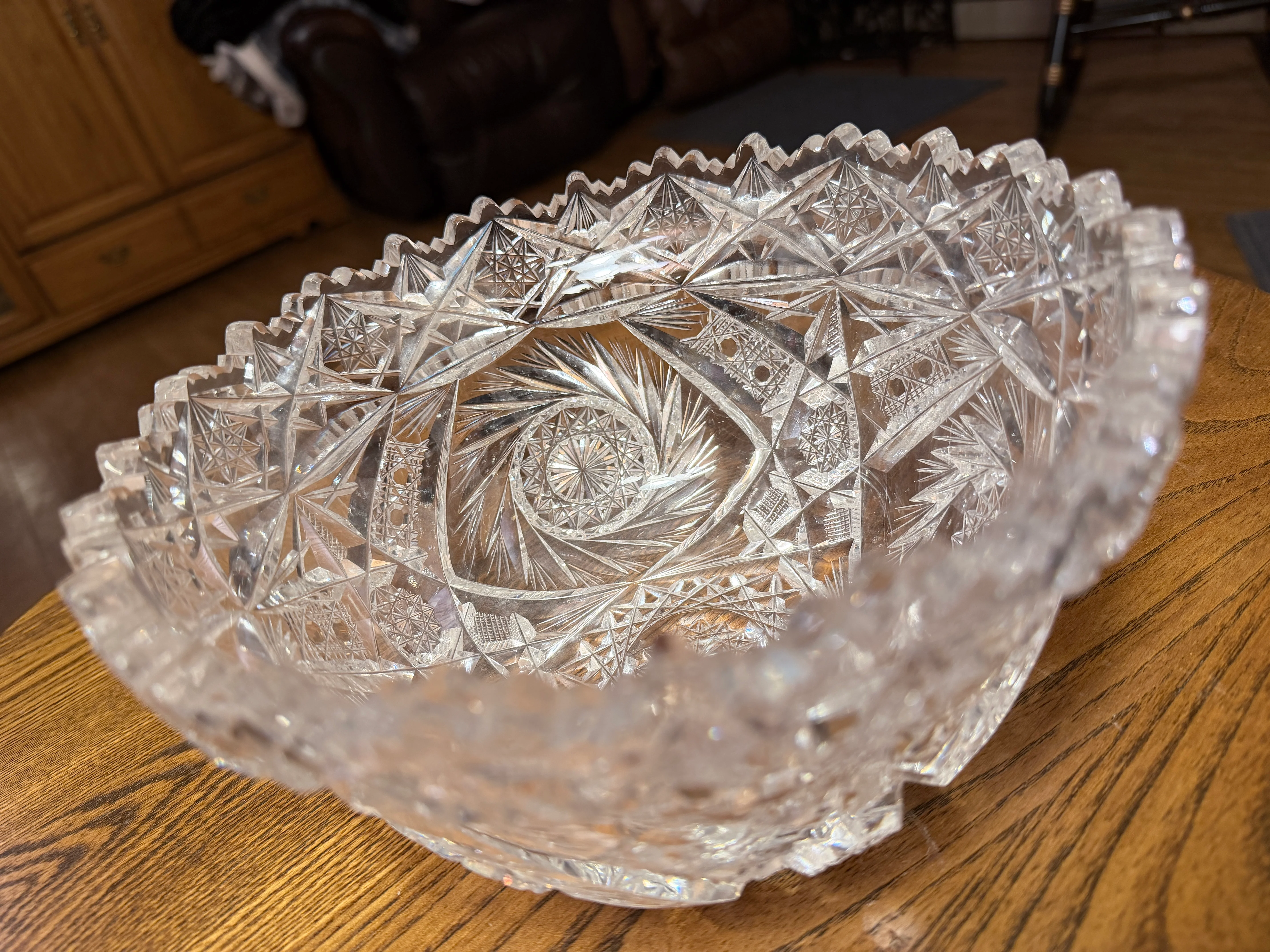 American Brilliant Period Glass Bowl : Antique Cut Glass Bowl - Image 4
