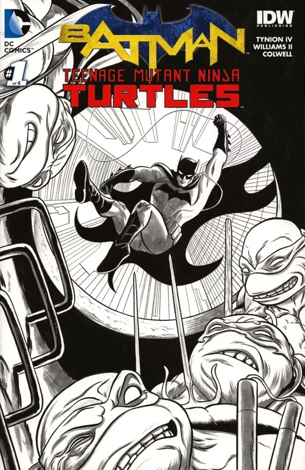 Batman / Teenage Mutant Ninja Turtles #1 Newbury Comics Black & White Cover