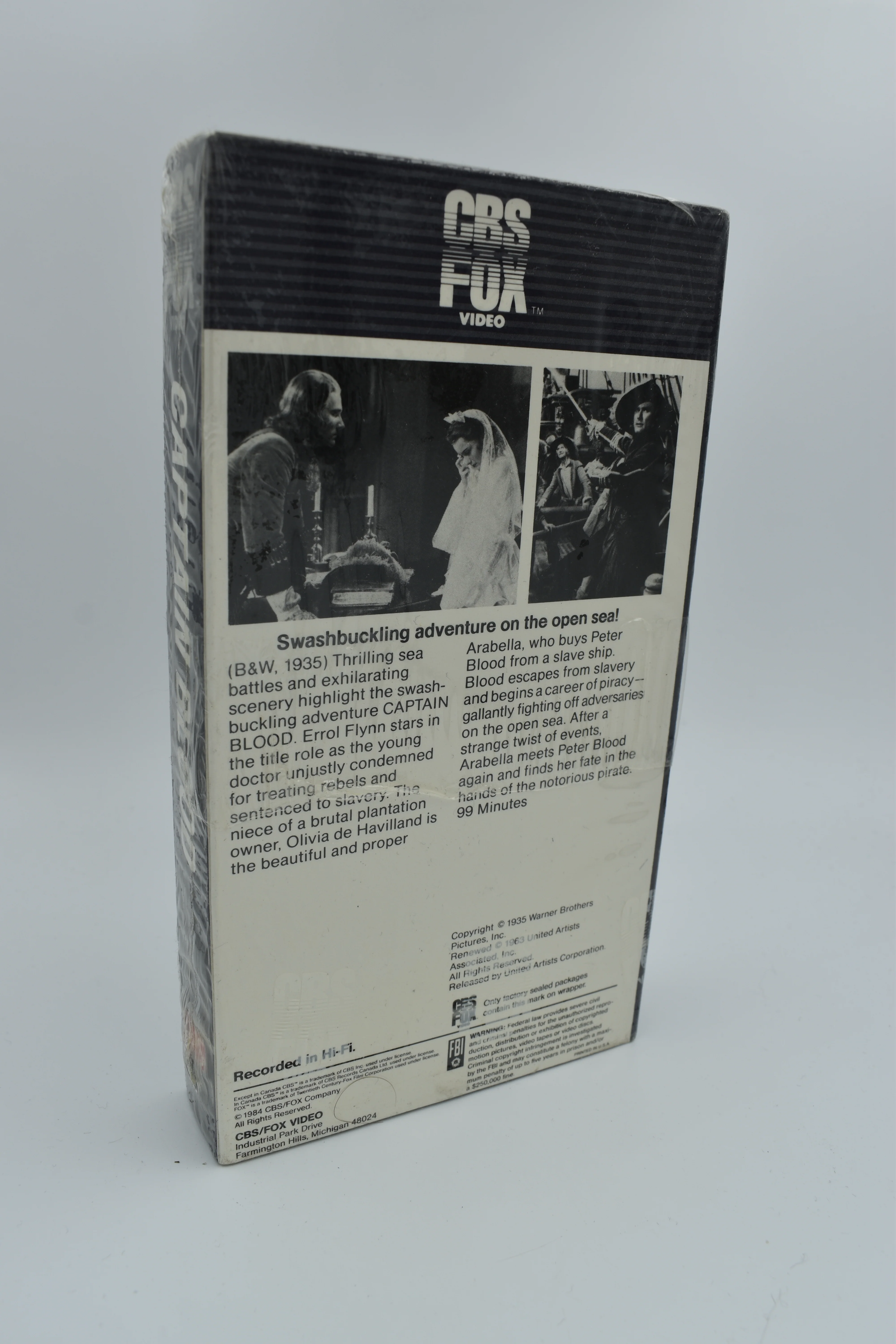 Captain Blood : Black & White  Sealed VHS Tape w/ Watermarks - Image 2