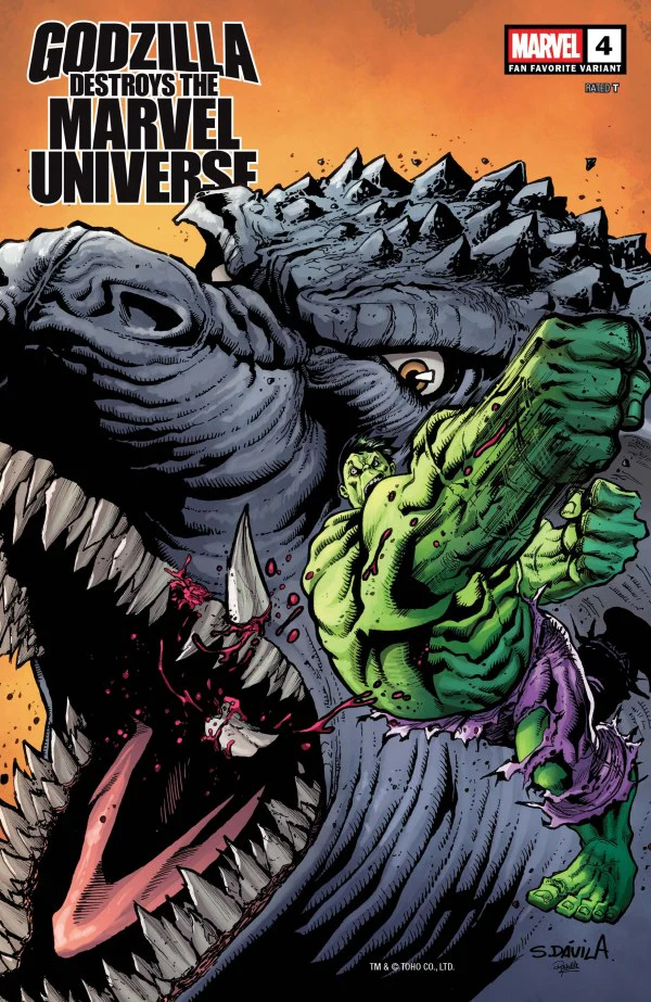 GODZILLA DESTROYS THE MARVEL UNIVERSE #4 SERGIO DAVILA FAN FAVORITE VARIANT