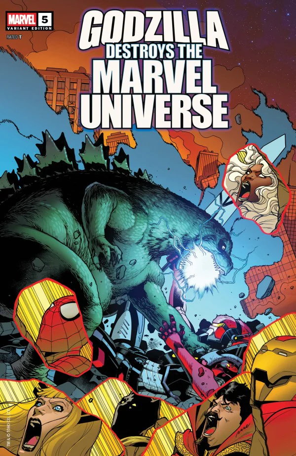 GODZILLA DESTROYS THE MARVEL UNIVERSE #5 PERE PEREZ VARIANT