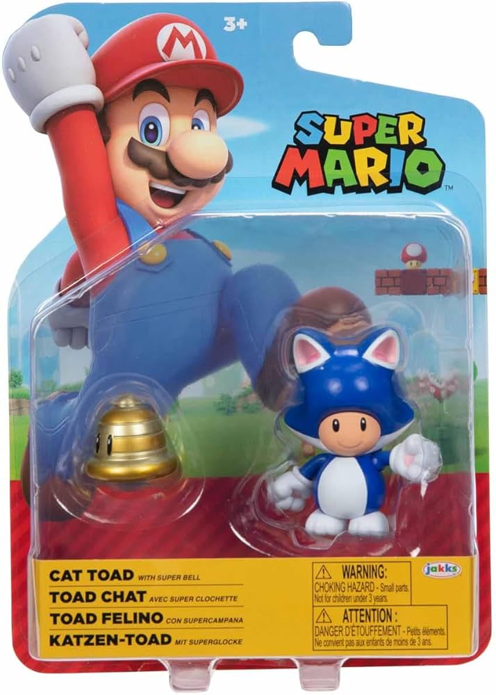 Jakks Pacific Super Mario Cat Toad with Super Bell 4-in Figure
