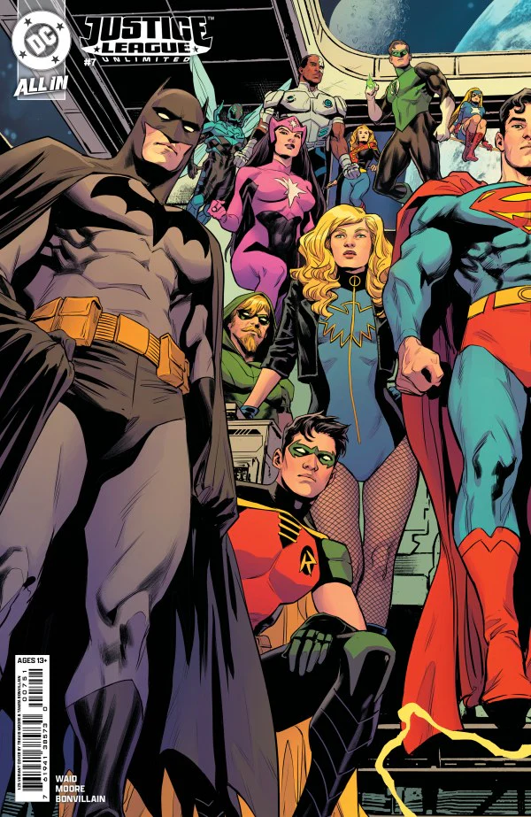 JUSTICE LEAGUE UNLIMITED #7 CVR G INC 1:25 TRAVIS MOORE CONNECTING CARD STOCK VAR (WE ARE YESTERDAY)
