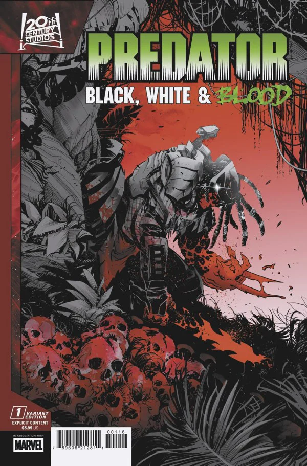 PREDATOR: BLACK WHITE & BLOOD #1 FEDERICO VICENTINI INC 1:25 VARIANT