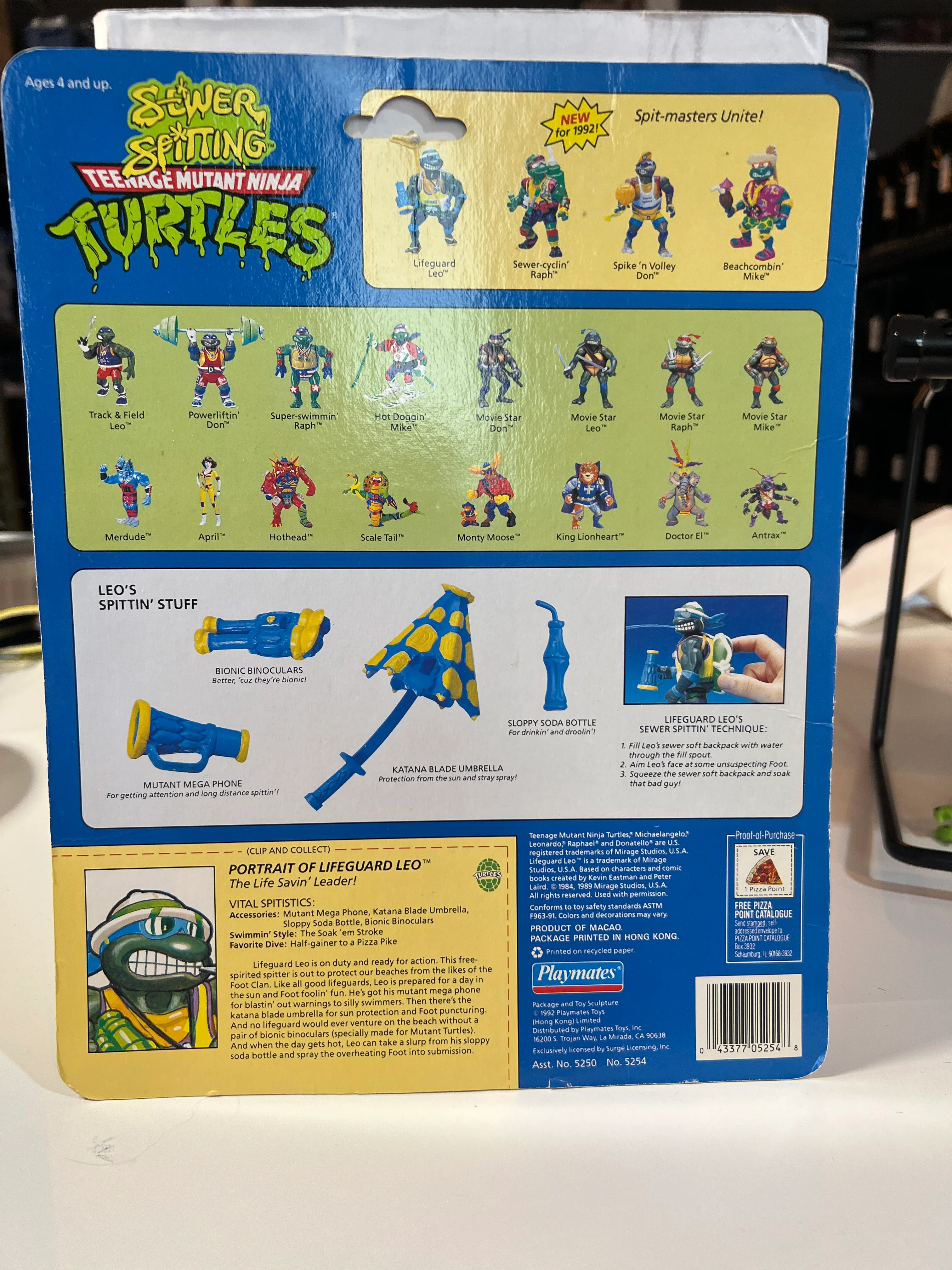 Teenage Mutant Ninja Turtles : Sewer Spitting Turtles Lifeguard Leo File Card / Cardback