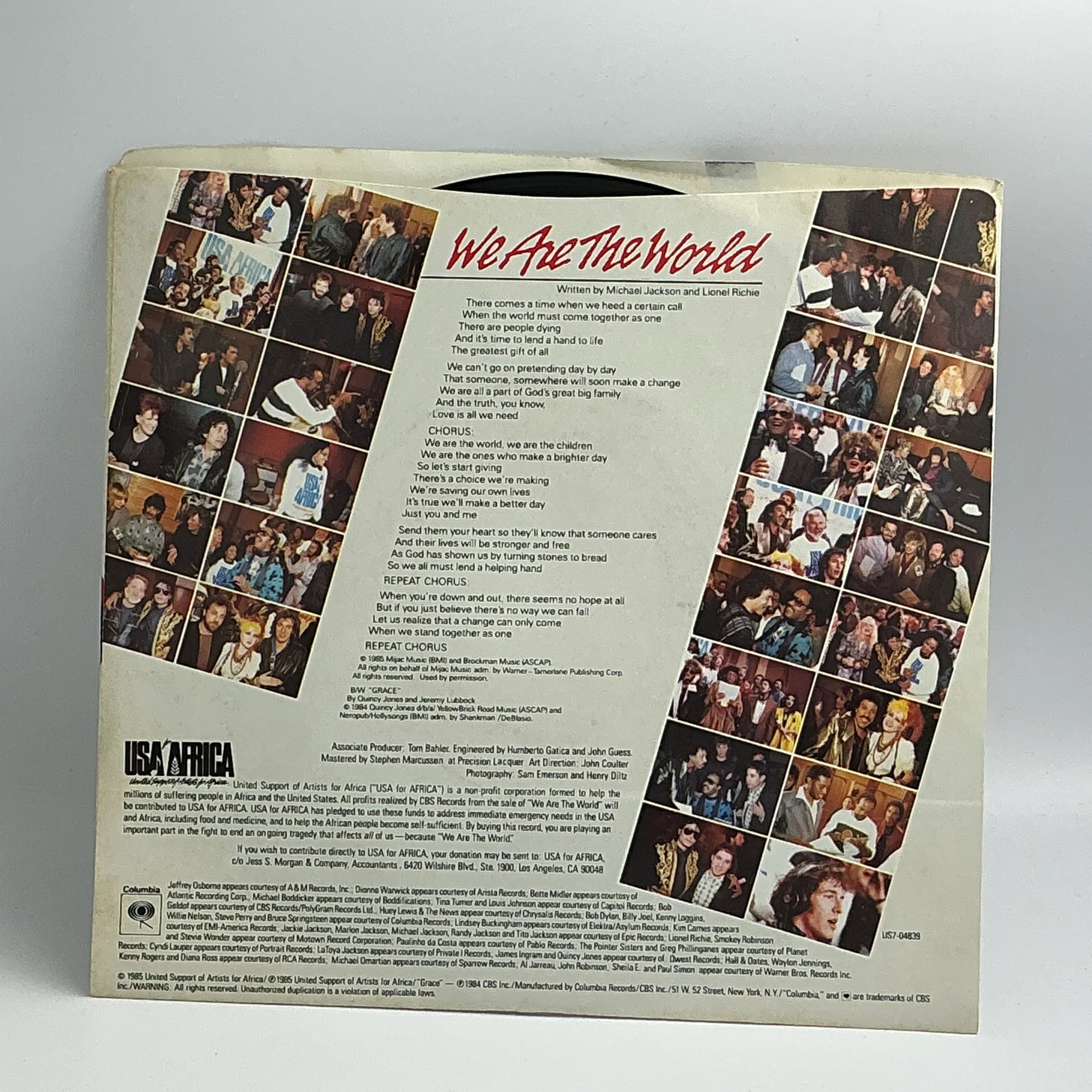 USA For Africa : "We Are The World"  7" Single Vintage - Image 4
